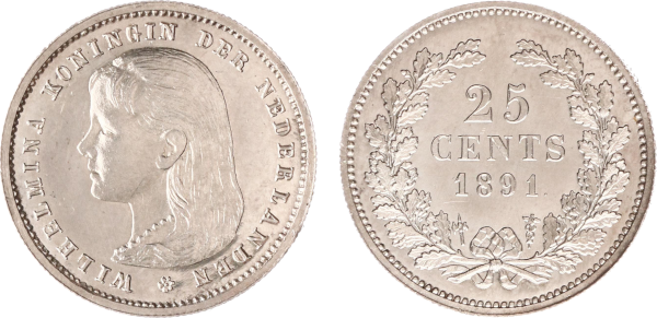 1891 Netherlands 25 Cents